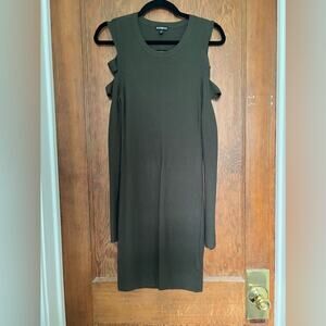 Express Sweater Dress Cutout‎ Sleeve Back Army Green M